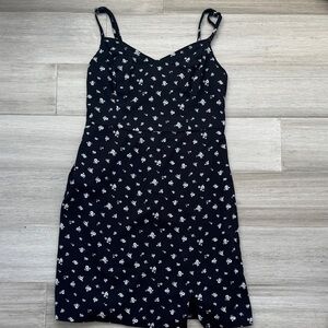 Hollister Black Mini Dress with White Floral Pattern